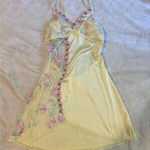 Floral Embroidered Yellow Chemise